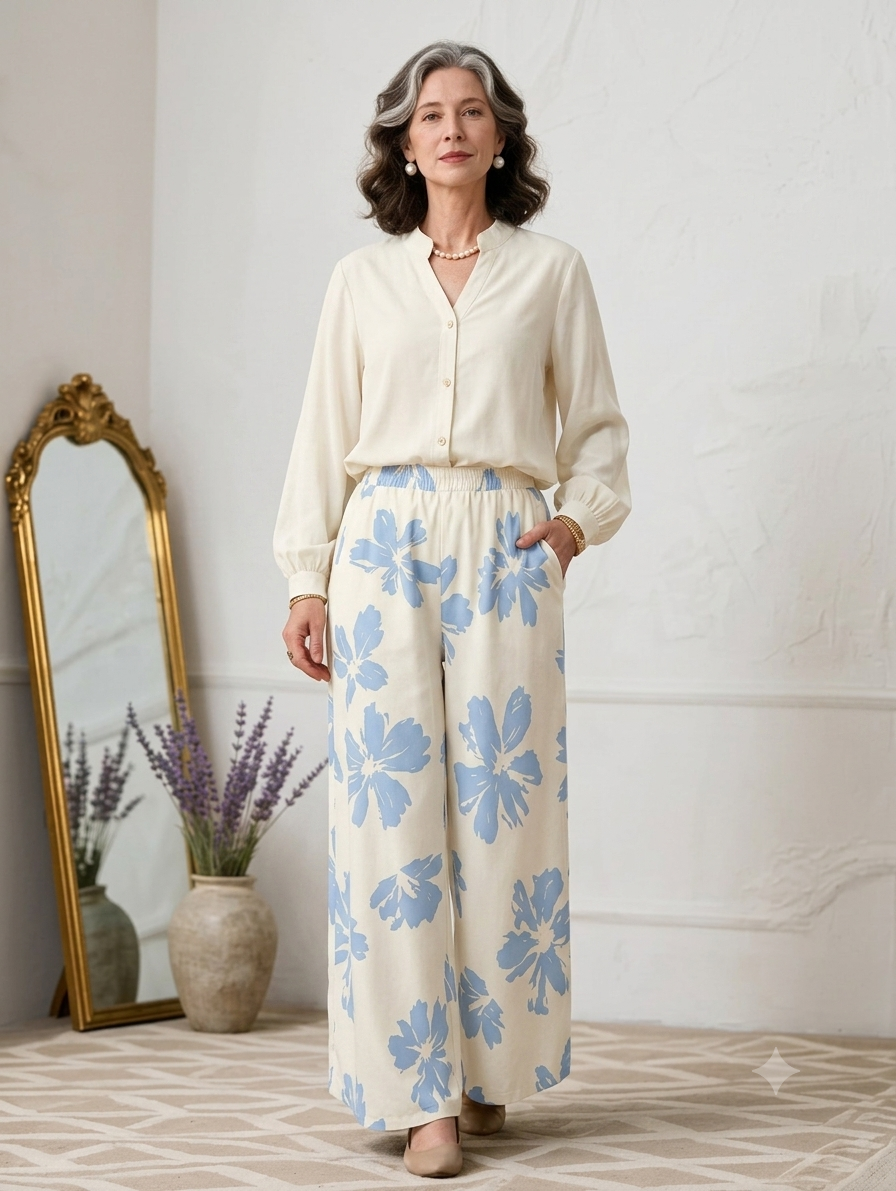 Women's Vintage Floral Printed Cotton Co-Ord Set