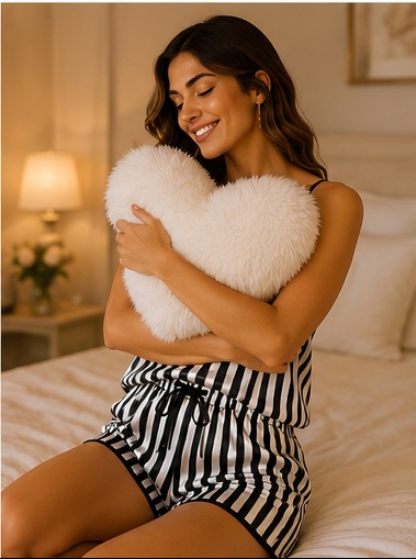 Women's Black & White Striped Satin Cami & Shorts Nightwear Set | Premium Soft Sleepwear for Women