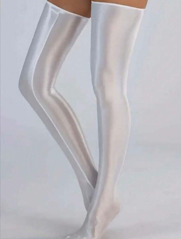 Women's Blue Sheer Thigh-High Stockings with Lace Top