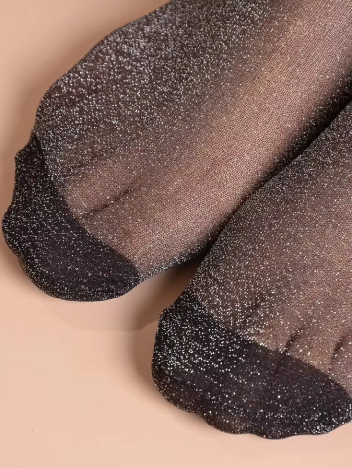 Women's Black Glitter Mesh Ankle Socks with Decorative Ankle Strap Detail