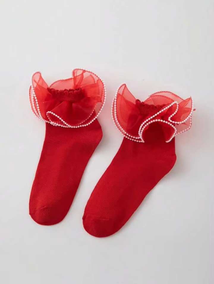 Women’s Red Bow Detail Crew Socks – Soft Stretch Socks for Women