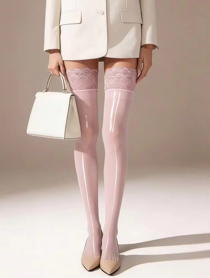 Women's Premium Sheer Thigh-High Stockings with Floral Lace Top