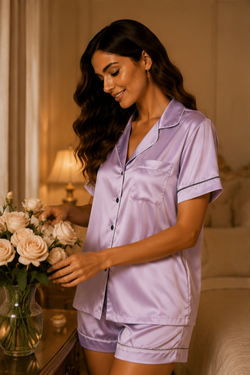 Women's Premium Satin Short Co-Ord Set