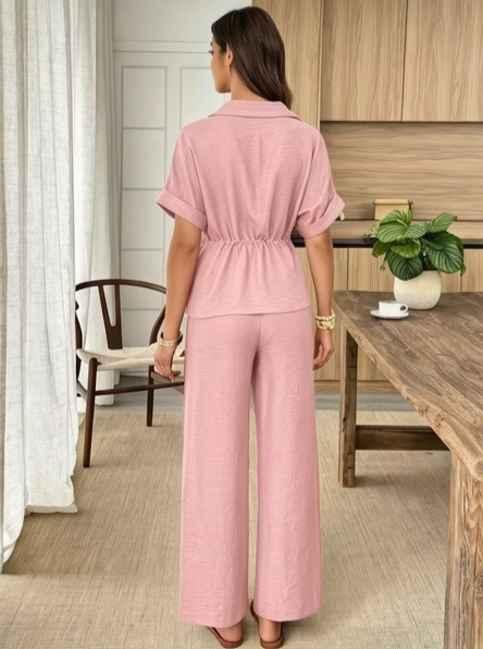 Women's Light Pink Cotton Co-Ord Set