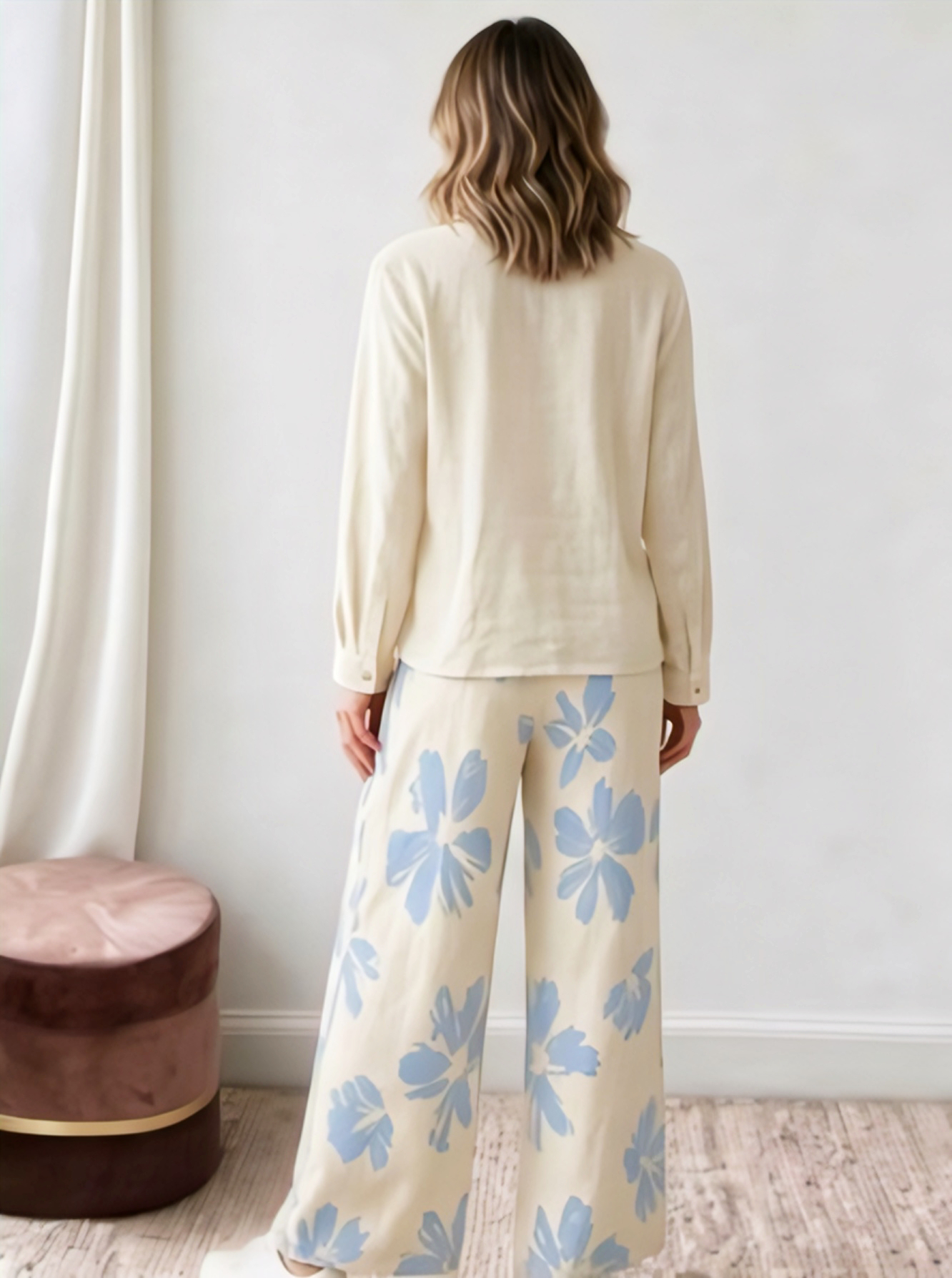 Women's Vintage Floral Printed Cotton Co-Ord Set