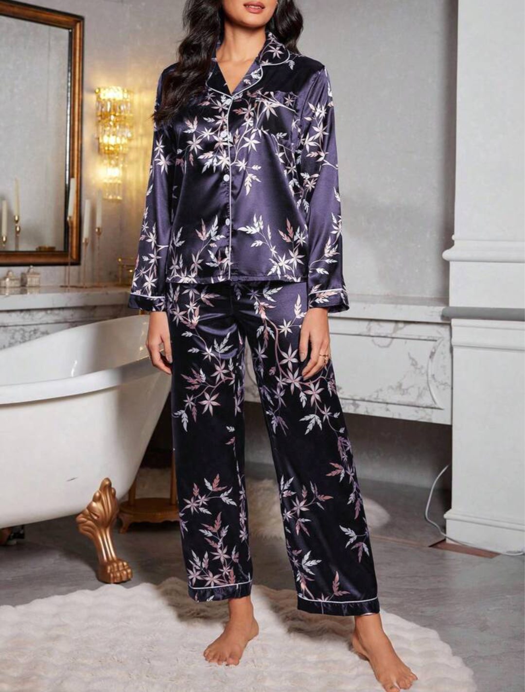 Women's Flower Print Pyjama Set