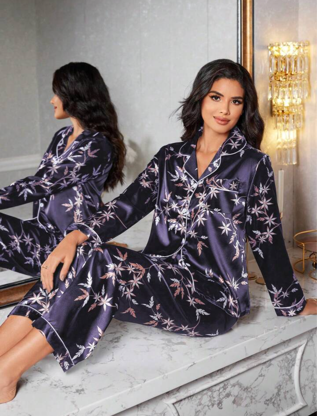 Women's Flower Print Pyjama Set