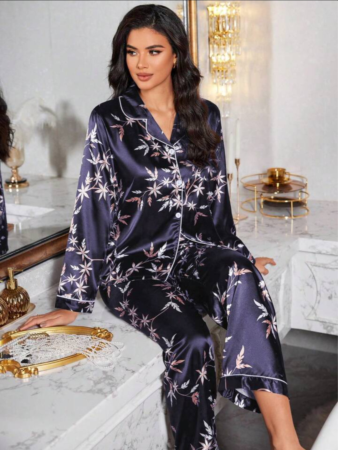 Women's Flower Print Pyjama Set