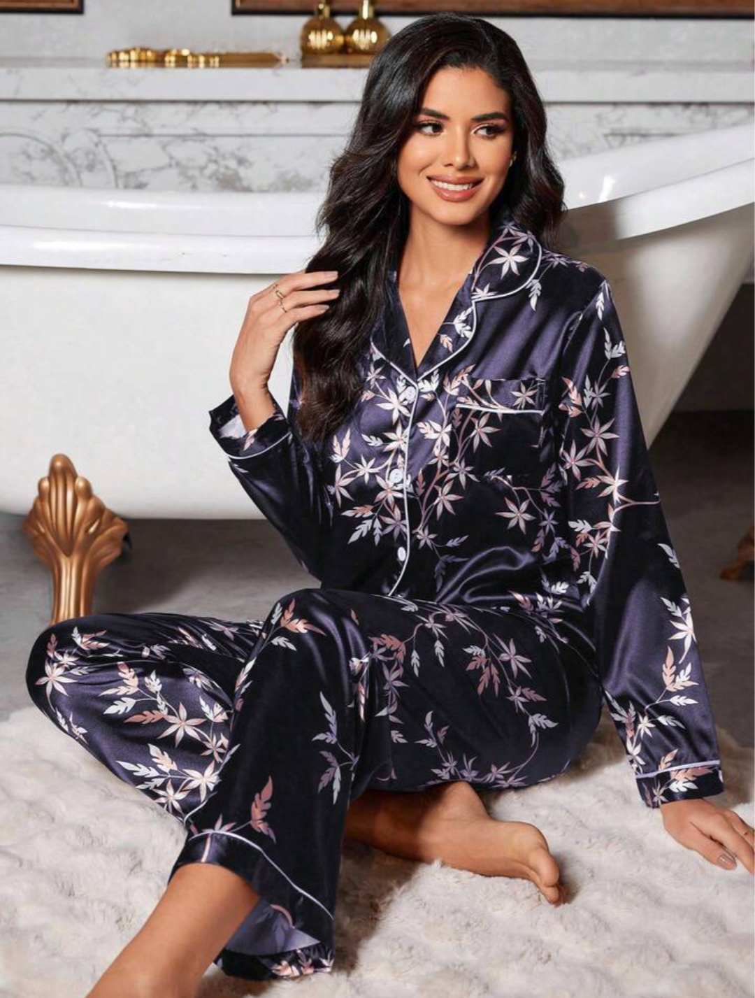 Women's Flower Print Pyjama Set