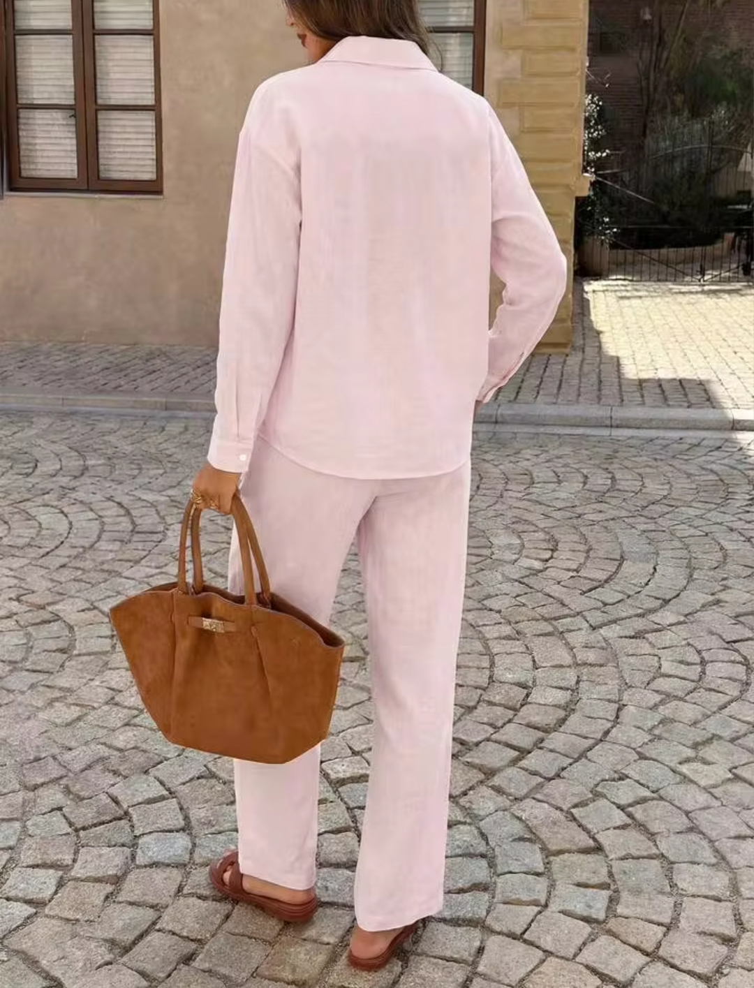 Women's Solid Pink Cotton Co-Ord Set