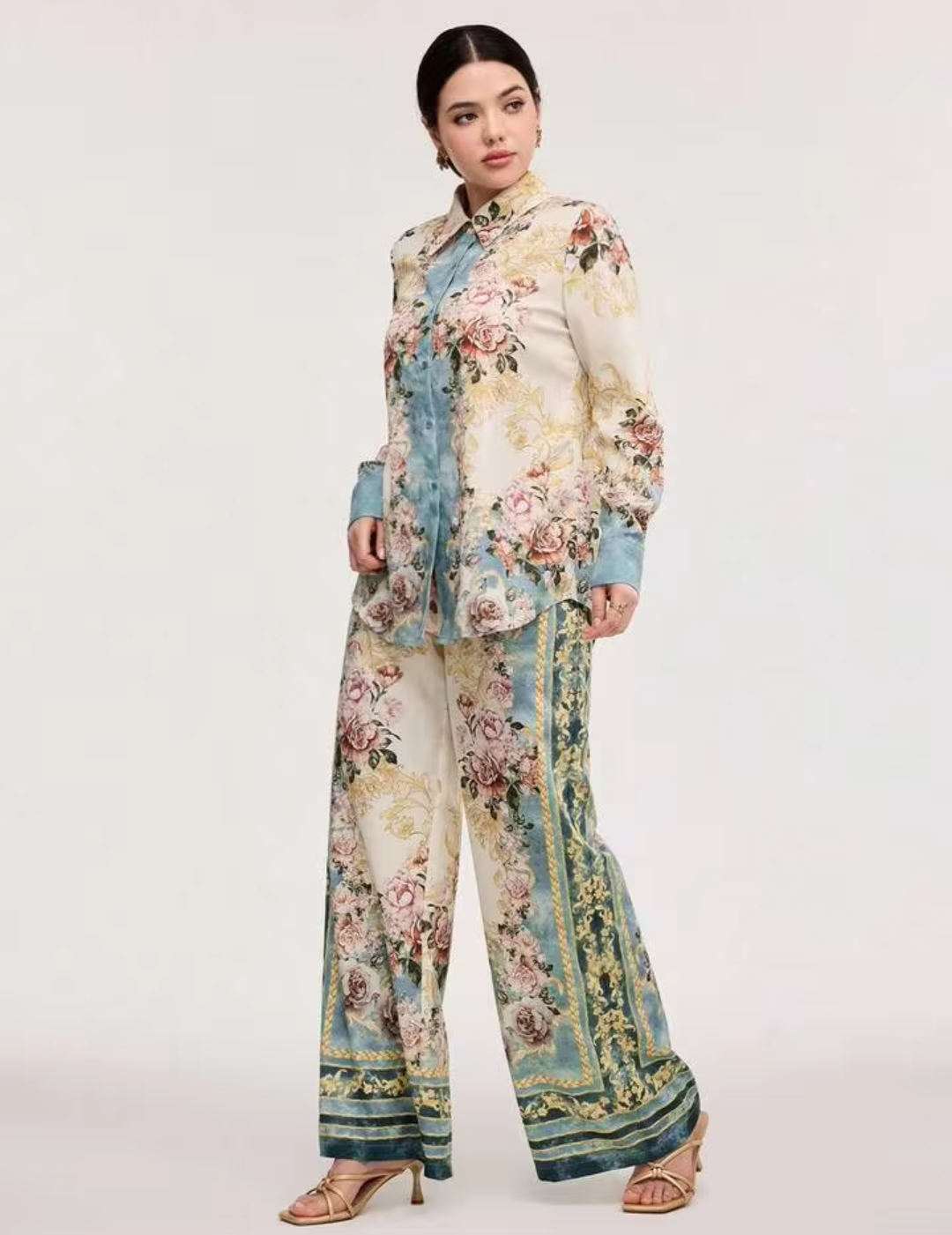 Women's Vintage Floral Printed Cotton Co-Ord Set