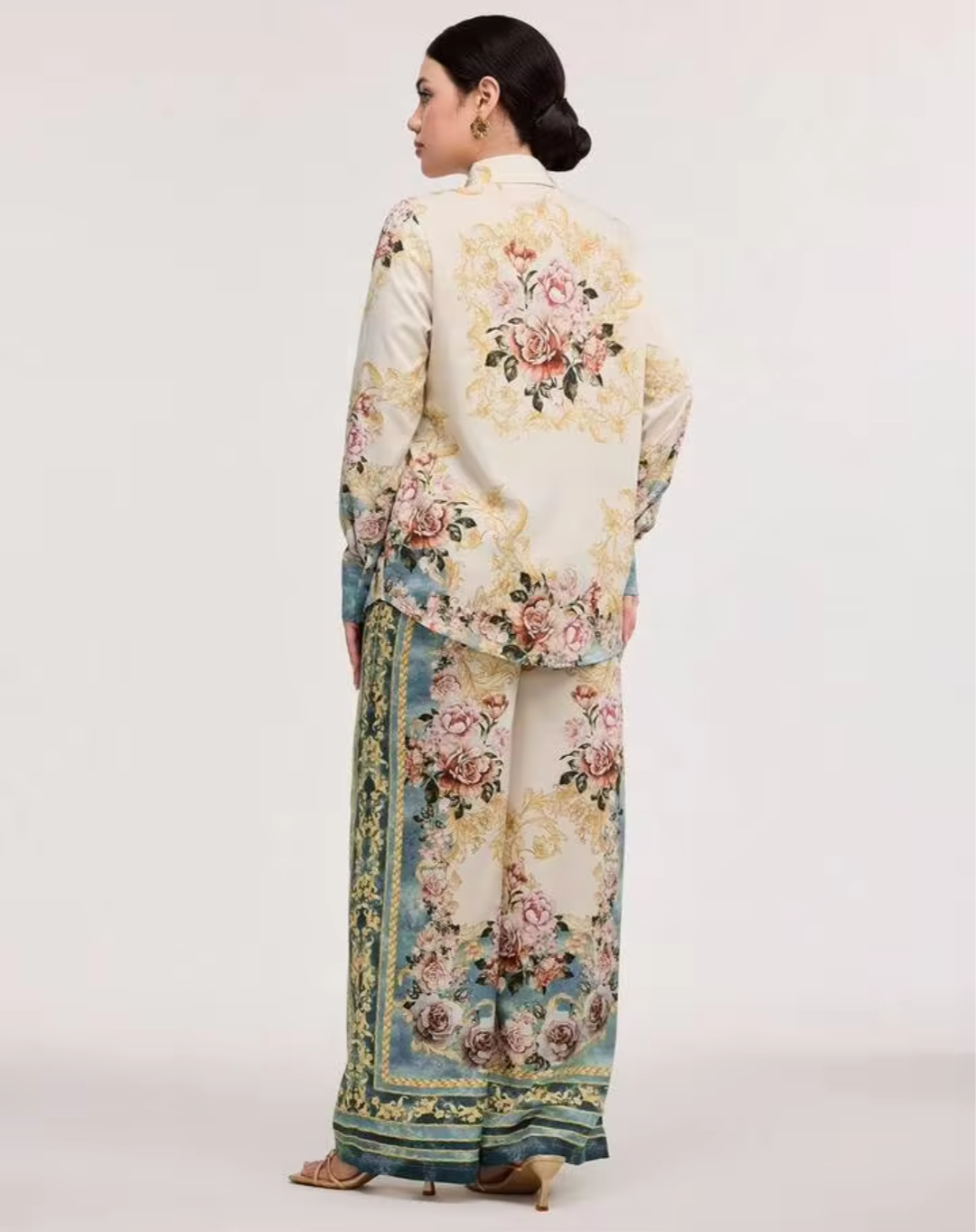 Women's Vintage Floral Printed Cotton Co-Ord Set