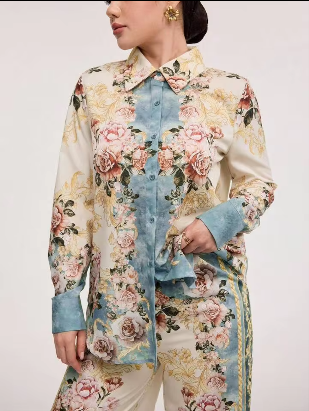 Women's Vintage Floral Printed Cotton Co-Ord Set