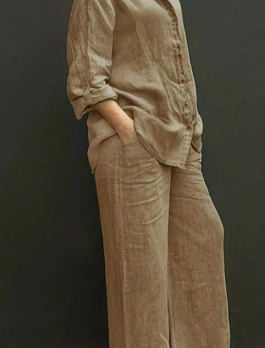 Women's Solid Mocha Brown Cotton Co-Ord Set