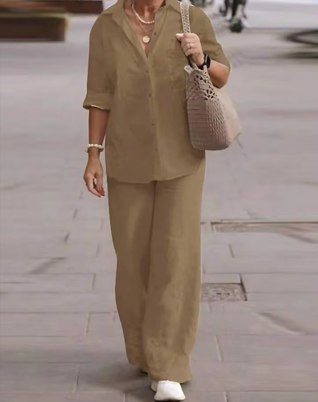 Women's Solid Mocha Brown Cotton Co-Ord Set