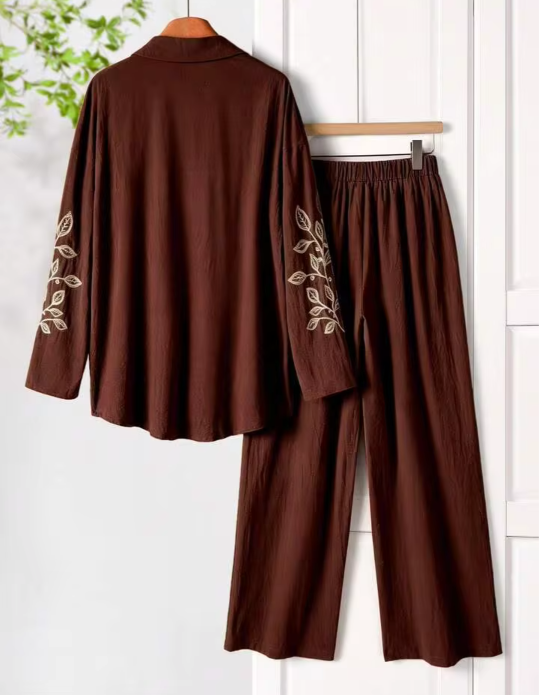 Women's Solid Chocolate Brown Cotton Co-Ord Set