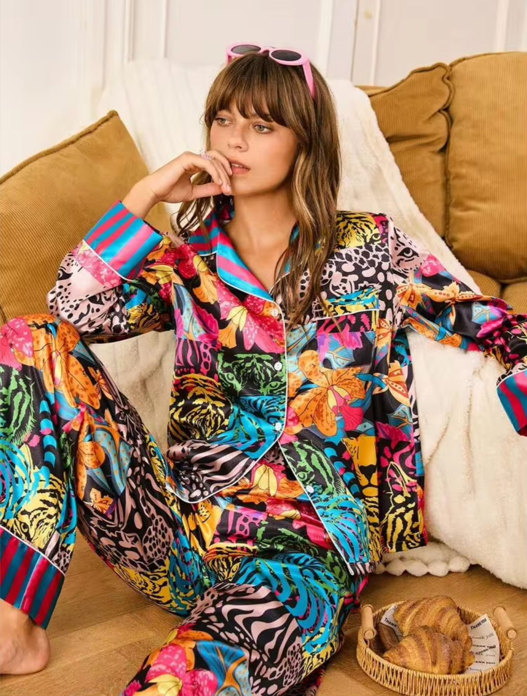 Women’s Multicolor Printed Full Sleeve Pajama Night Suit – Premium Lounge & Sleepwear Set