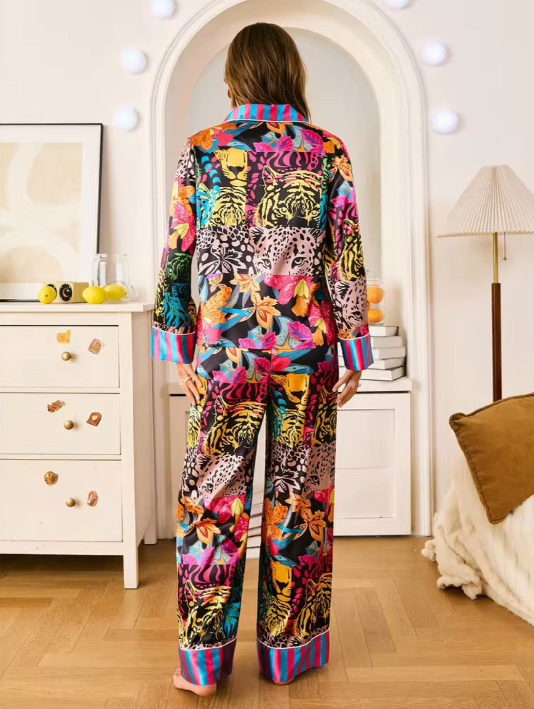 Women’s Multicolor Printed Full Sleeve Pajama Night Suit – Premium Lounge & Sleepwear Set