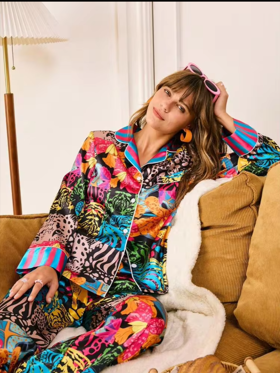 Women’s Multicolor Printed Full Sleeve Pajama Night Suit – Premium Lounge & Sleepwear Set