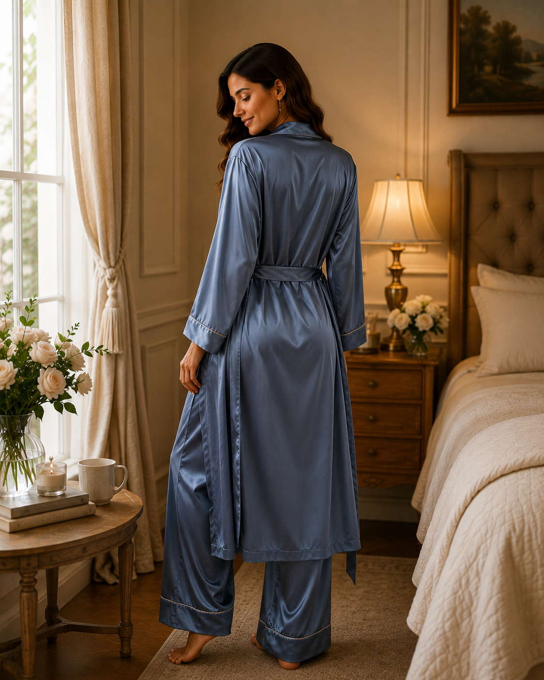 Women's 3-Piece Satin Premium Night Suit Set