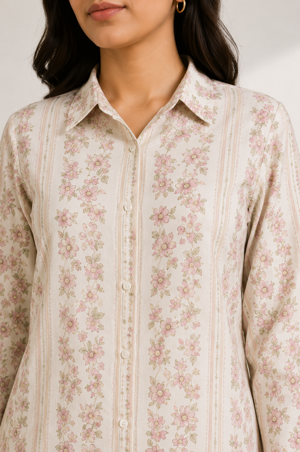 Women's Premium Ivory Floral Cotton Co-ord Set