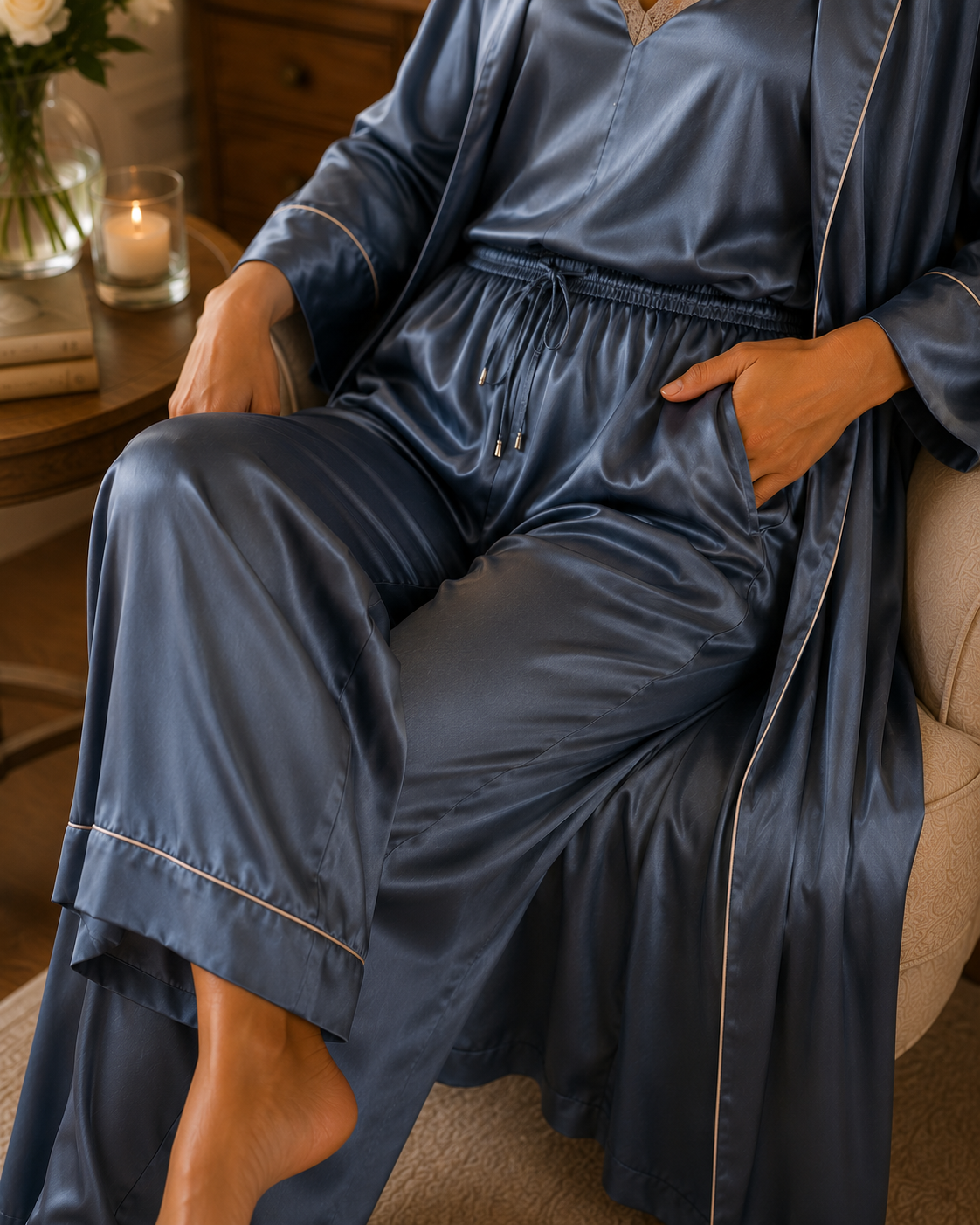 Women's 3-Piece Satin Premium Night Suit Set