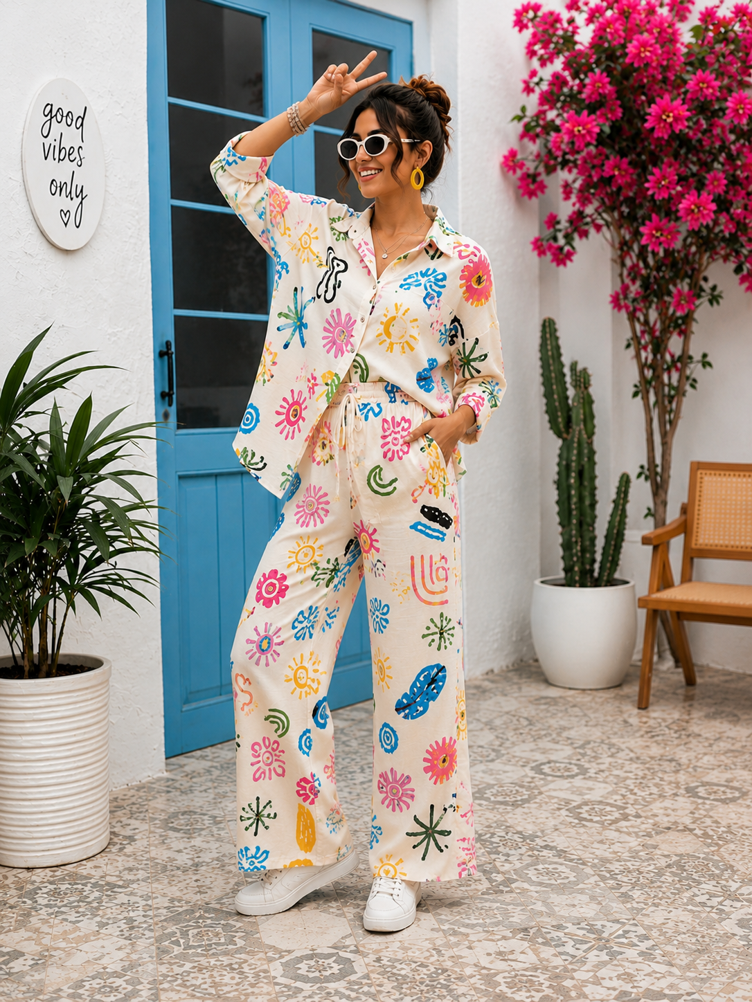Women's Premium Cotton Printed Co-ord Lounge Set