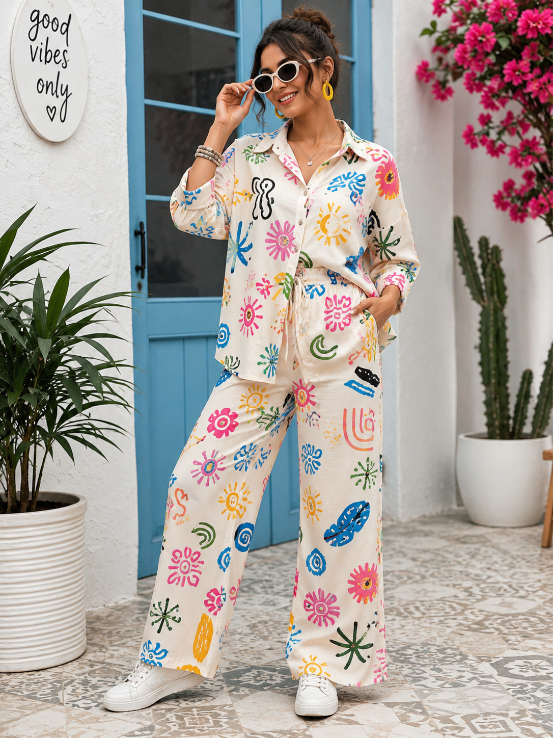 Women's Premium Cotton Printed Co-ord Lounge Set